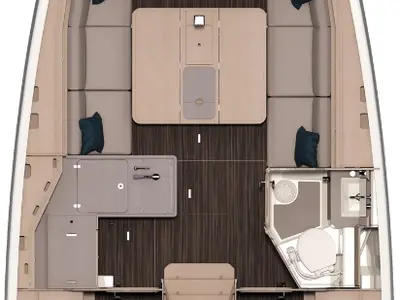 Floor plan of Myriad’ V, a Dufour 37 sailboat at Marseille, France
