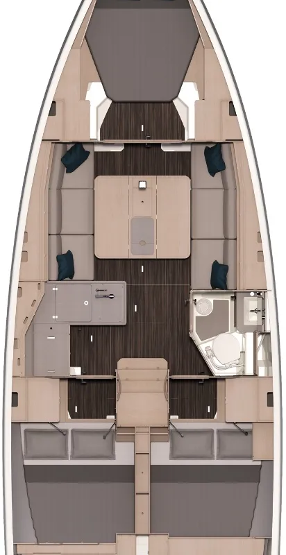 Floor plan of Myriad’ V, a Dufour 37 sailboat at Marseille, France