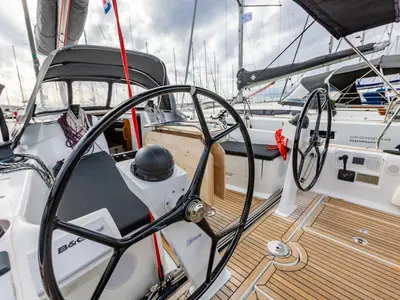 Cockpit of Lieutenant Dan, a Dehler 38 SQ sailboat at Punat, Croatia