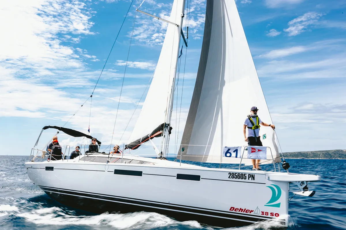 Exterior view of Lieutenant Dan, a Dehler 38 SQ sailboat at Punat, Croatia