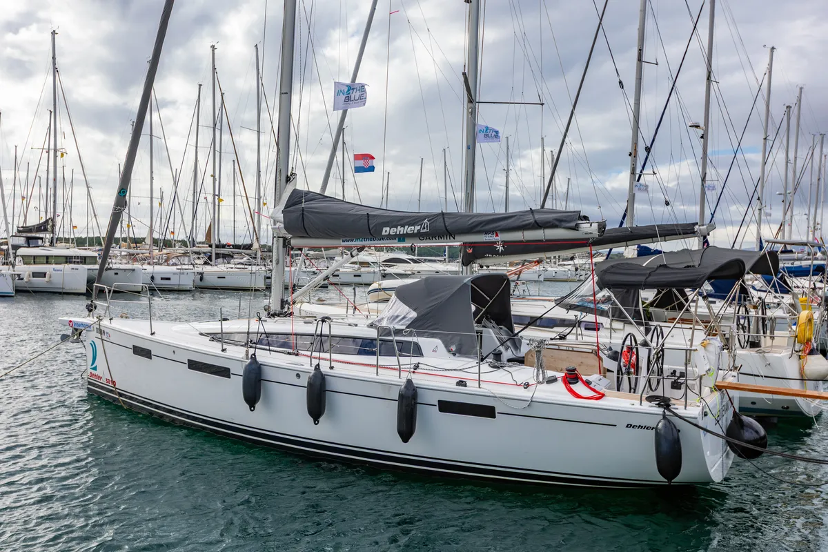Exterior view of Lieutenant Dan, a Dehler 38 SQ sailboat at Punat, Croatia