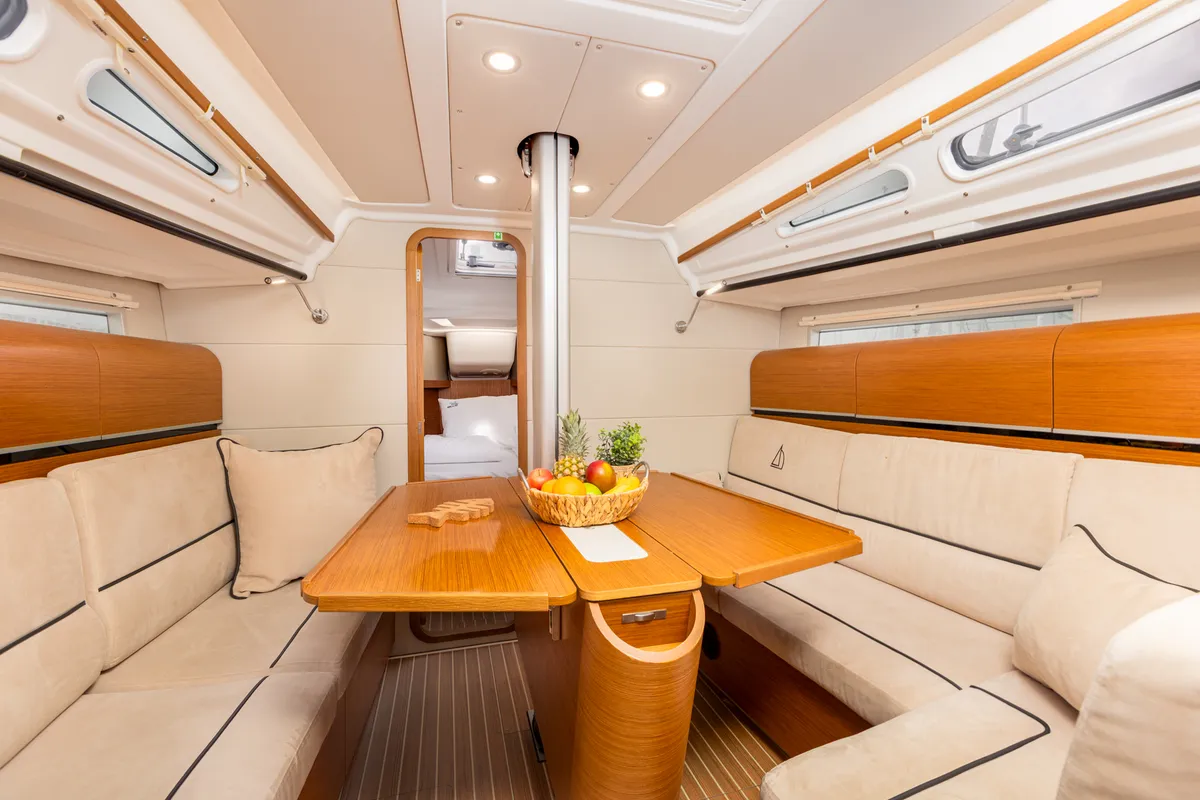 Salon of Lieutenant Dan, a Dehler 38 SQ sailboat at Punat, Croatia