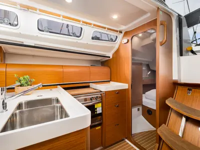 Galley of Lieutenant Dan, a Dehler 38 SQ sailboat at Punat, Croatia