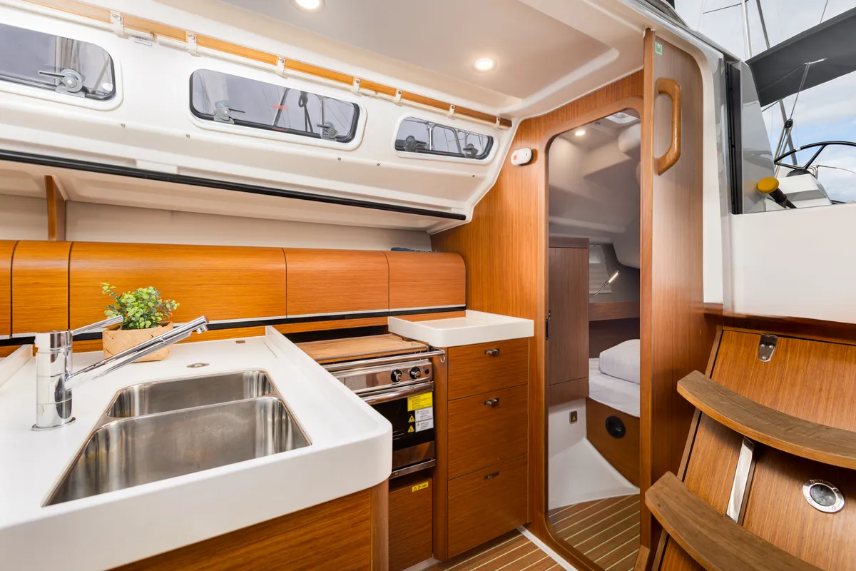 Galley of Lieutenant Dan, a Dehler 38 SQ sailboat at Punat, Croatia
