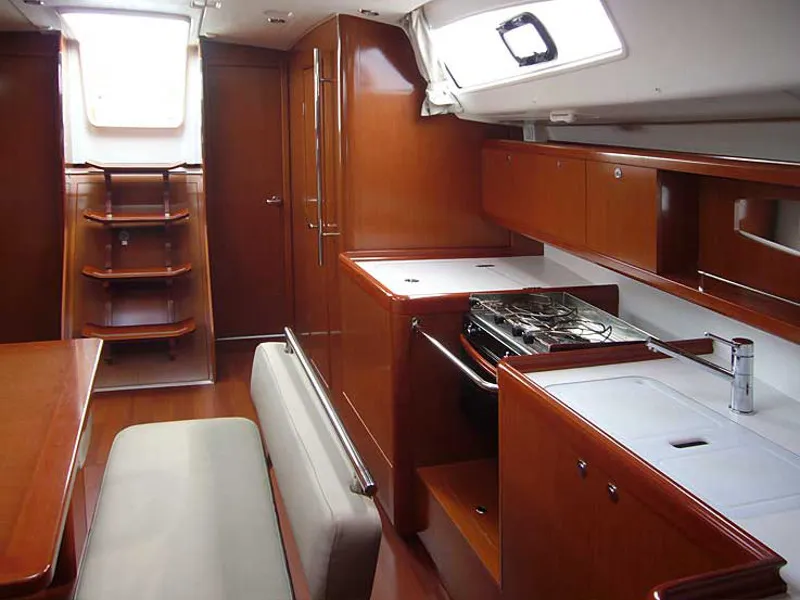 Galley of GOODBAR, a Beneteau Oceanis 43 sailboat at Lisbon, Portugal