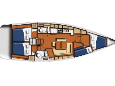 Floor plan of GOODBAR, a Beneteau Oceanis 43 sailboat at Lisbon, Portugal