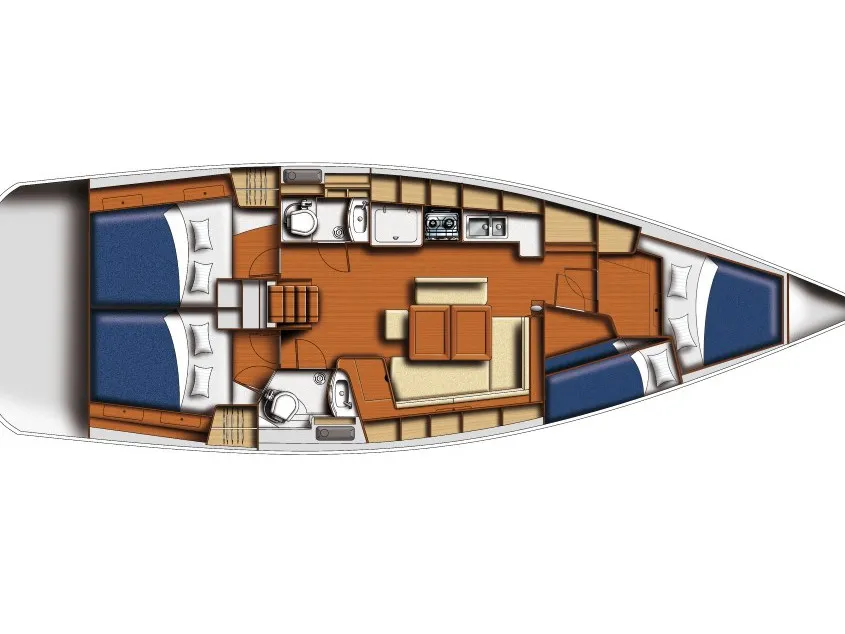 Floor plan of GOODBAR, a Beneteau Oceanis 43 sailboat at Lisbon, Portugal