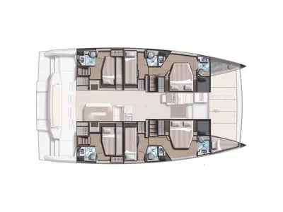 Floor plan of Selena, a Bali 4.8 catamaran at Municipal Unit of Nea Peramos, Greece