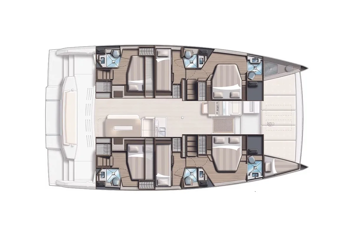 Floor plan of Selena, a Bali 4.8 catamaran at Municipal Unit of Nea Peramos, Greece