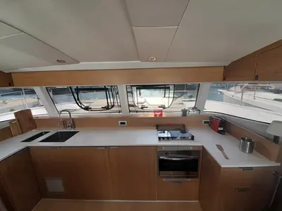 Galley of Marestrella, a Bali Catspace catamaran at Municipal Unit of Lefkada, Greece