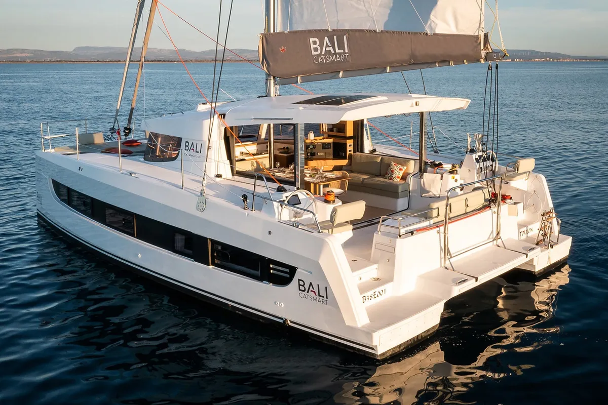 Exterior view of Marestrella, a Bali Catspace catamaran at Municipal Unit of Lefkada, Greece