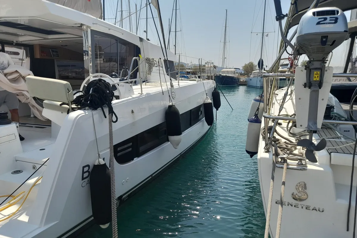 Exterior view of Marestrella, a Bali Catspace catamaran at Municipal Unit of Lefkada, Greece