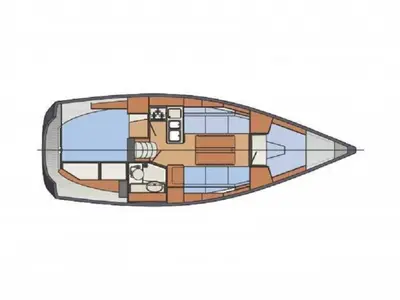 Floor plan of Odysse, a Delphia 31 sailboat at Kerners, France