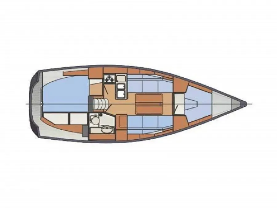 Floor plan of Odysse, a Delphia 31 sailboat at Kerners, France