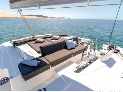 Deck of Diamond Seas, a Lagoon 46 catamaran at Athens, Greece