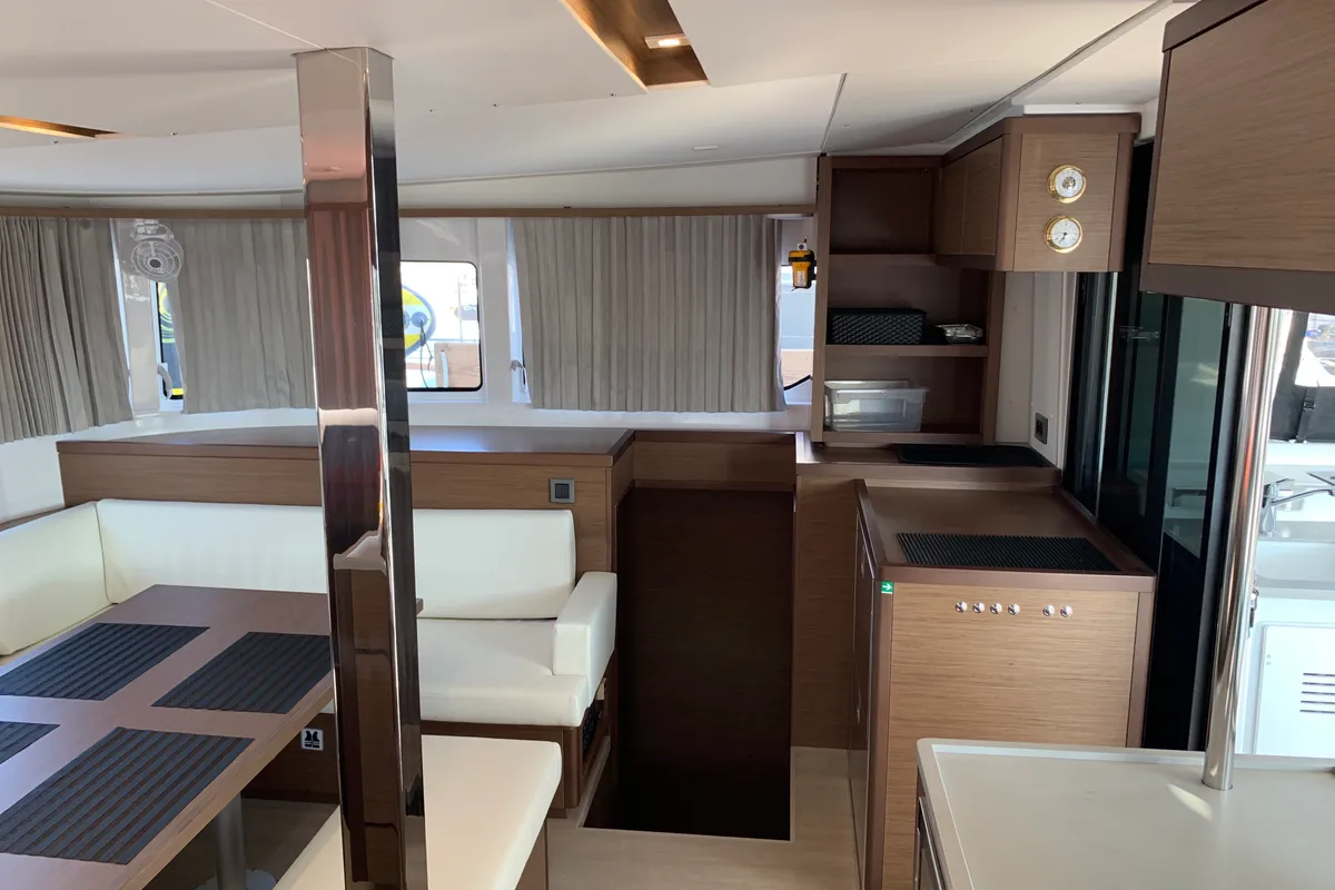 Salon of Diamond Seas, a Lagoon 46 catamaran at Athens, Greece