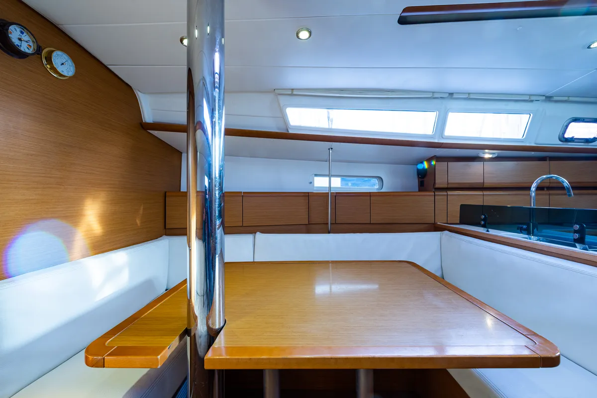 Salon of Amor Fati, a Jeanneau Sun Odyssey 379 sailboat at Municipal Unit of Lefkada, Greece