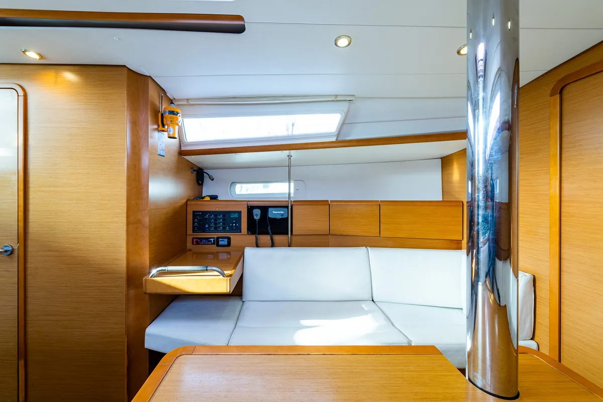 Salon of Amor Fati, a Jeanneau Sun Odyssey 379 sailboat at Municipal Unit of Lefkada, Greece