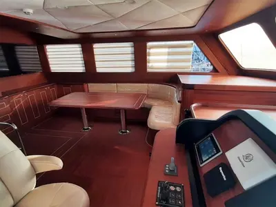 Cockpit of Gulet Custom built 183, a sailboat at Bodrum, Turkey