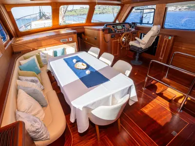 Salon of Gulet Custom built 183, a sailboat at Bodrum, Turkey