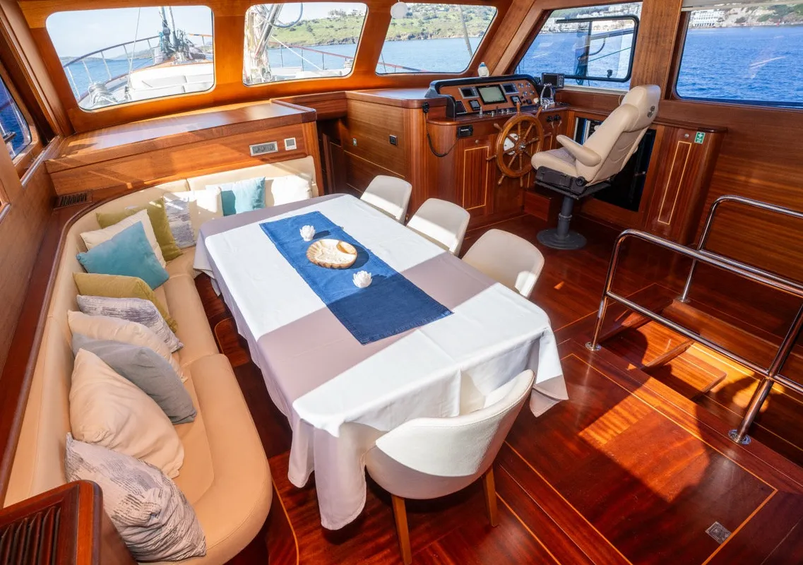 Salon of Gulet Custom built 183, a sailboat at Bodrum, Turkey