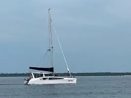 Exterior view of Imi Ola, a Seawind 1260 catamaran at Central Abaco, Bahamas