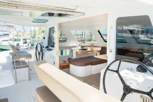Cockpit of Imi Ola, a Seawind 1260 catamaran at Central Abaco, Bahamas