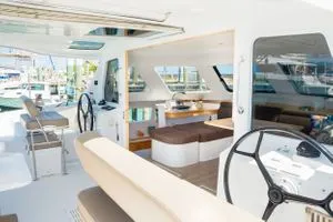 Cockpit of Imi Ola, a Seawind 1260 catamaran at Central Abaco, Bahamas
