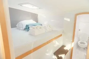 Cabin on Imi Ola, a Seawind 1260 catamaran at Central Abaco, Bahamas