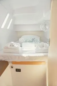 Cabin on Imi Ola, a Seawind 1260 catamaran at Central Abaco, Bahamas