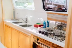 Galley of Imi Ola, a Seawind 1260 catamaran at Central Abaco, Bahamas