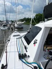 Deck of Imi Ola, a Seawind 1260 catamaran at Central Abaco, Bahamas