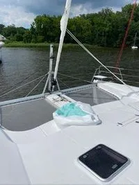 Deck of Imi Ola, a Seawind 1260 catamaran at Central Abaco, Bahamas