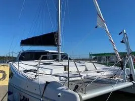Exterior view of Imi Ola, a Seawind 1260 catamaran at Central Abaco, Bahamas
