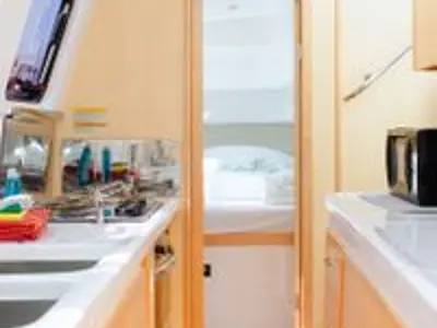 Galley of Imi Ola, a Seawind 1260 catamaran at Central Abaco, Bahamas