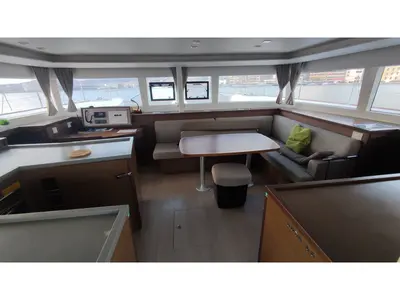 Salon of Alex Jr., a Lagoon 450 Fly catamaran at Volos, Greece