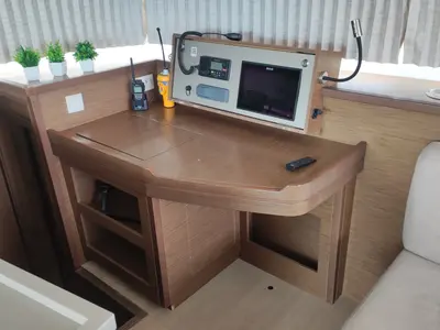 Cockpit of Alex Jr., a Lagoon 450 Fly catamaran at Volos, Greece