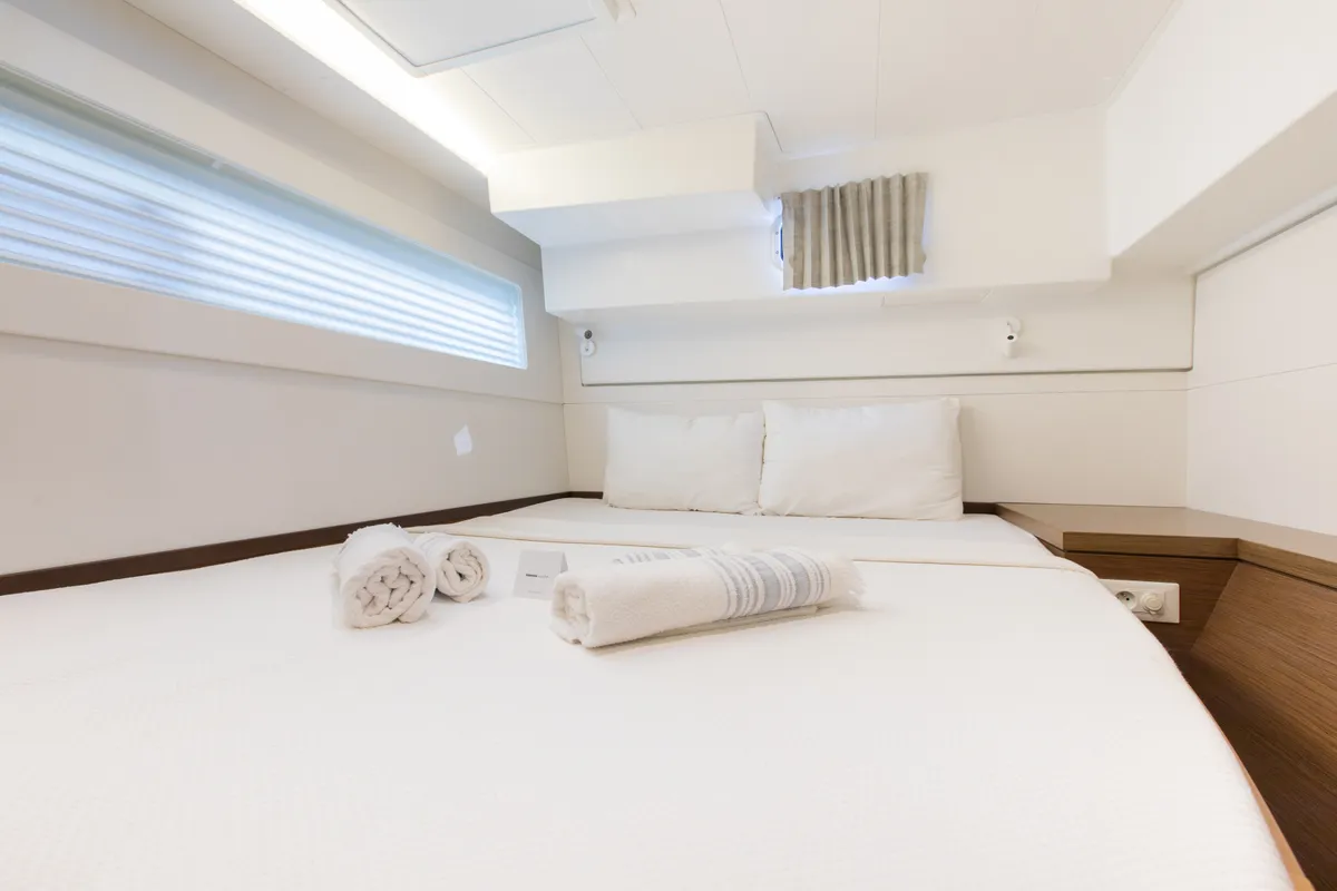 Cabin on Kairos, a Lagoon 42 catamaran at Marmaris, Turkey