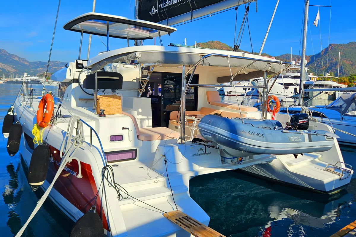 Galley of Kairos, a Lagoon 42 catamaran at Marmaris, Turkey