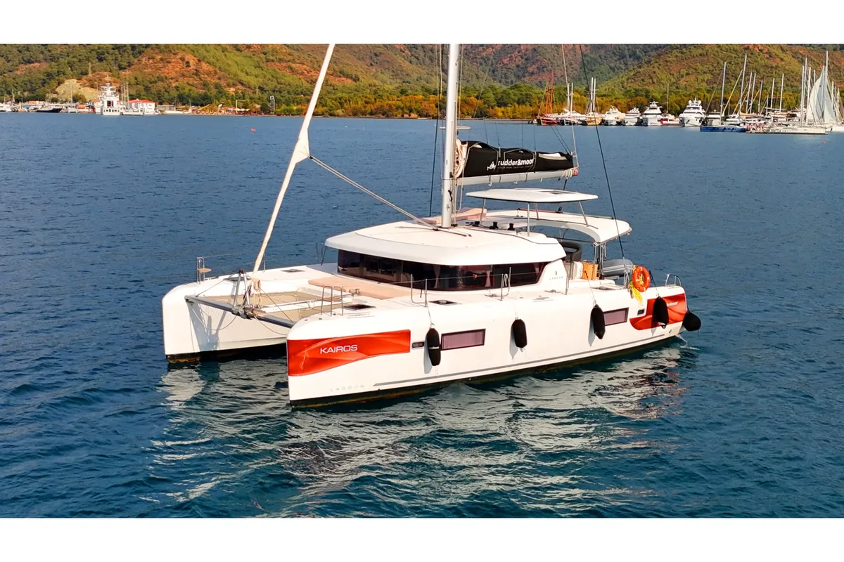 Head on Kairos, a Lagoon 42 catamaran at Marmaris, Turkey