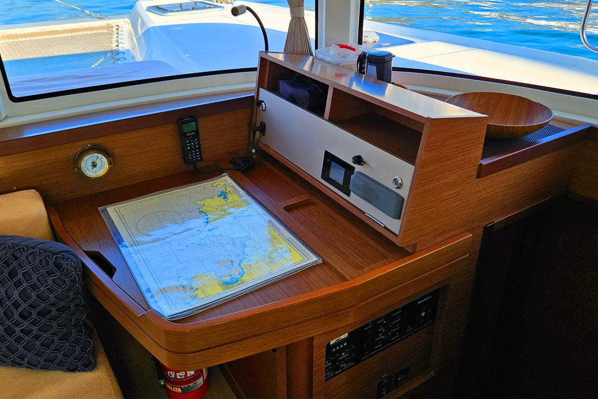 Salon of Kairos, a Lagoon 42 catamaran at Marmaris, Turkey