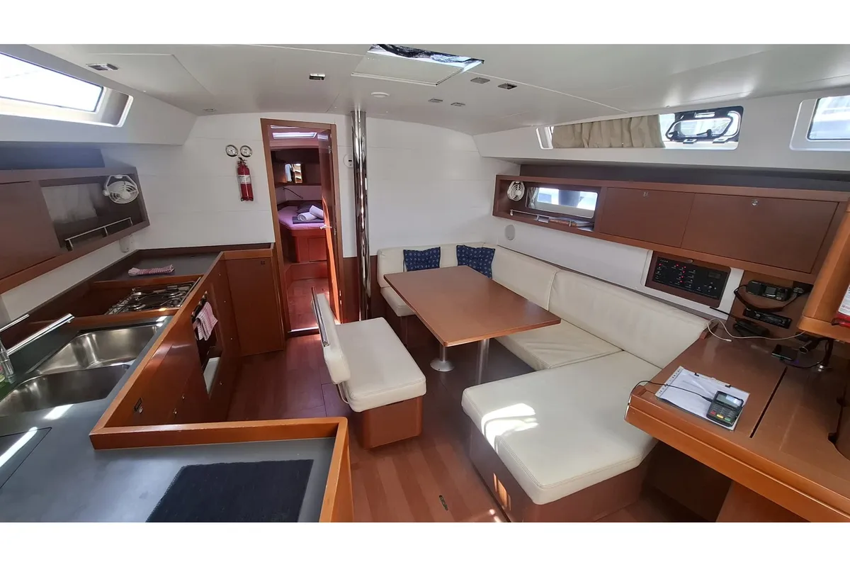 Salon of Rumba, a Beneteau Oceanis 45 sailboat at Herceg Novi, Montenegro