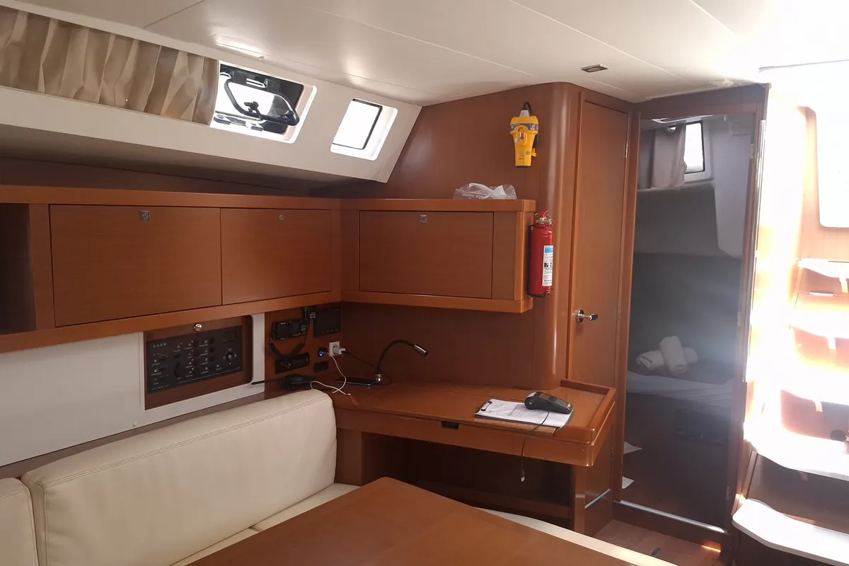 Salon of Rumba, a Beneteau Oceanis 45 sailboat at Herceg Novi, Montenegro