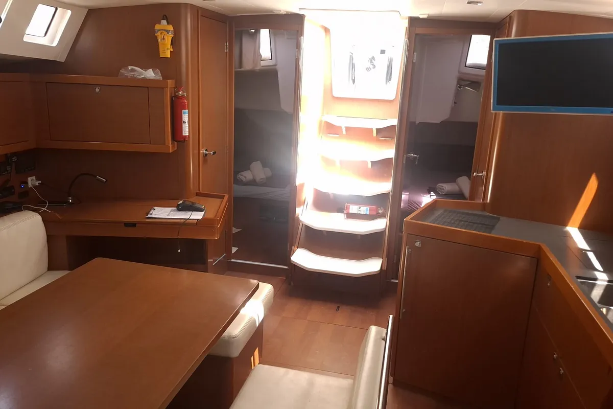 Salon of Rumba, a Beneteau Oceanis 45 sailboat at Herceg Novi, Montenegro