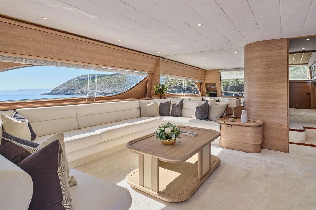 Apeiron Blue, a Ferretti 80 motor yacht at Lavreotiki Municipal Unit, Greece