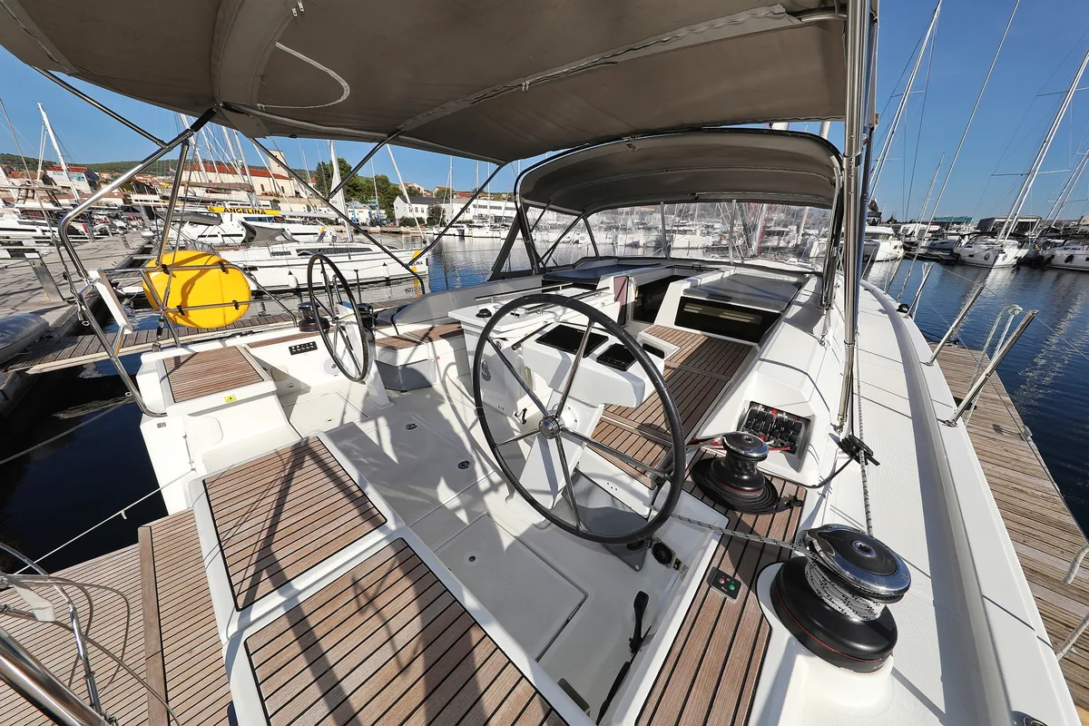 Cockpit of Air 1, a Beneteau Oceanis 51.1 sailboat at Grad Trogir, Croatia
