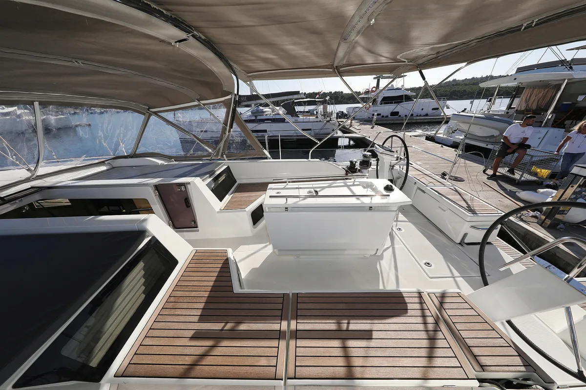 Cockpit of Air 1, a Beneteau Oceanis 51.1 sailboat at Grad Trogir, Croatia