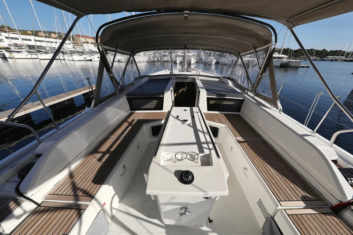 Deck of Air 1, a Beneteau Oceanis 51.1 sailboat at Grad Trogir, Croatia
