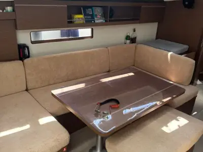 Salon of Noi, a Beneteau Oceanis 40.1 sailboat at Marmaris, Turkey