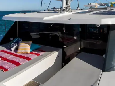 Deck of Moorings 4200/3/3 Exclusive, a Leopard 42 catamaran at Road Town, British Virgin Islands